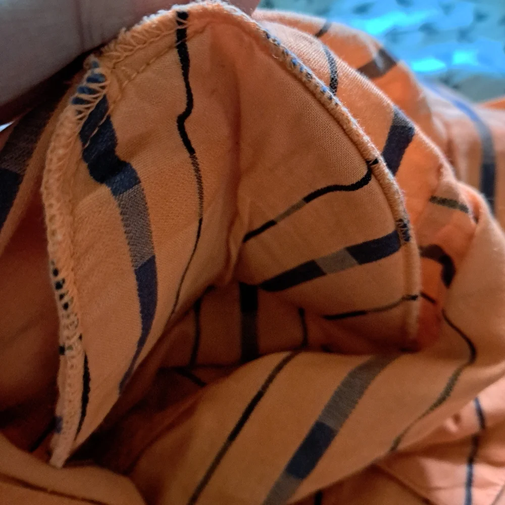 Orange Vintage Striped Button-Up Crop Top - Picture 4 of 5